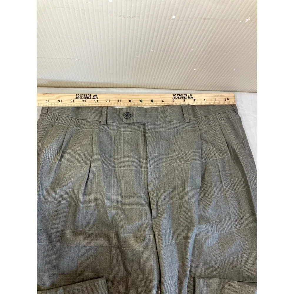 Burberrys Mens Sz-42R Gray Glen Plaid‎ 100% Pure Wool 2 Button Pleated Suit